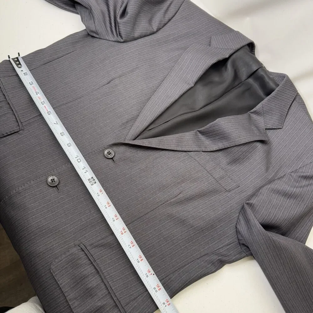 Saks Fifth Avenue Ermenegildo Zegna Mens Blazer 42S Grey Wool Sport Coat Stripe